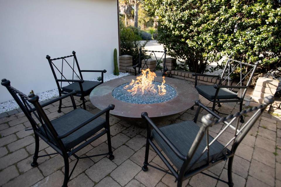 Warm fire pits grace the waiting area patios where patrons can site in front of a fire at Mirazur Restaurant in Los Osos. Laura Dickinson/ldickinson@thetribunenews.com