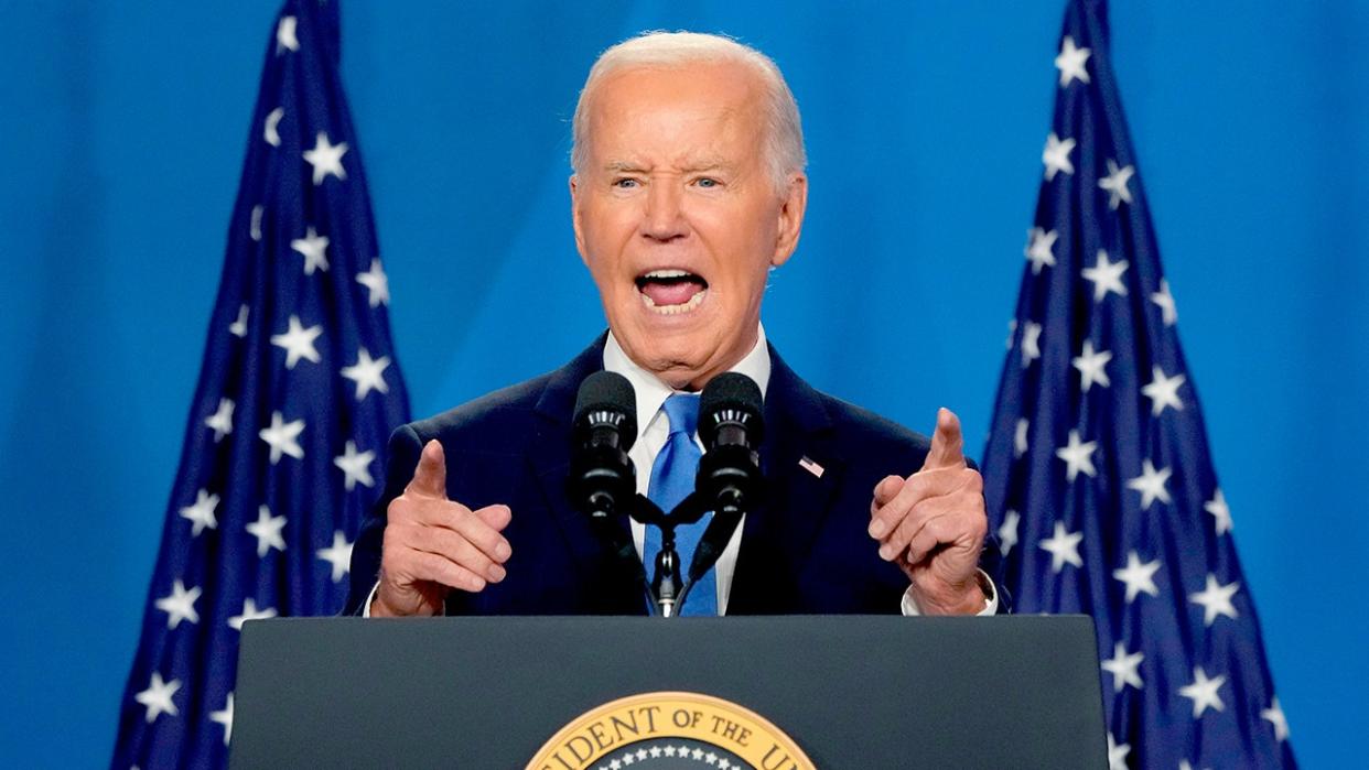 President Joe Biden during a news conference at the NATO Summit in Washington, DC, US, on Thursday, July 11, 2024.