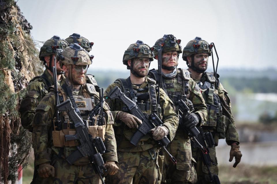 Soldiers of the Czech army are seen during the international Nato military exercise in eastern Germany (AFP via Getty Images)