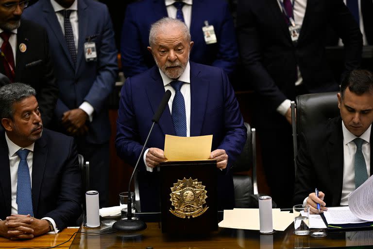 El discurso de Lula da Silva tras jurar como presidente en Brasilia. (MAURO PIMENTEL / AFP)