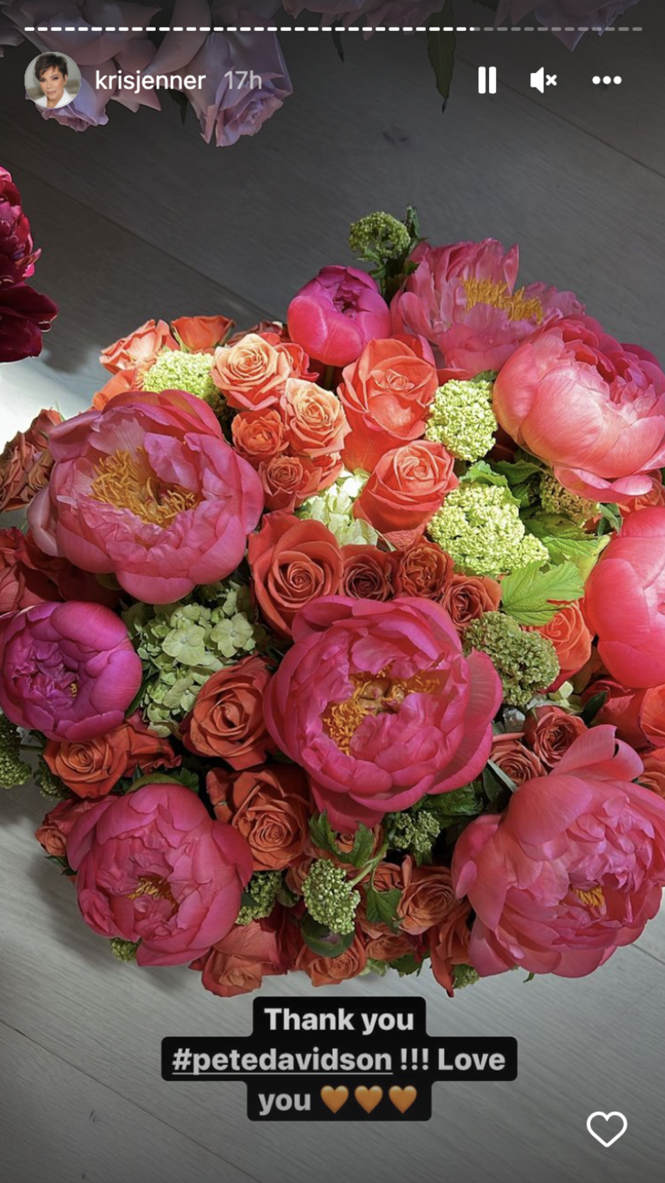 Kris Jenner receives flowers from Pete Davidson for Mother’s Day (Instagram / Kris Jenner)