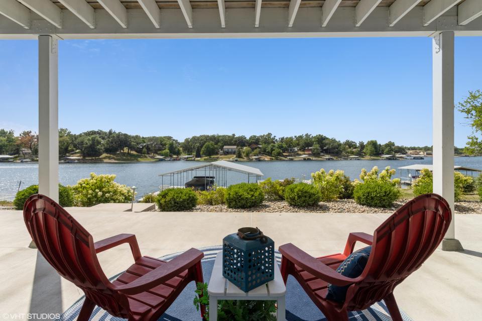 Picture looking out at Sun Valley Lake from your perch on the patio.