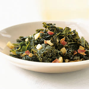 Braised Kale with Bacon and Cider