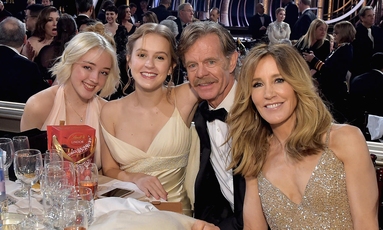 Georgia Macy, Sophia Macy, William H. Macy, and Felicity Huffman attend FIJI Water at the 76th Annual Golden Globe Awards on January 6, 2019 at the Beverly Hilton  in Los Angeles, California. (Photo by Stefanie Keenan/Getty Images for FIJI Water)