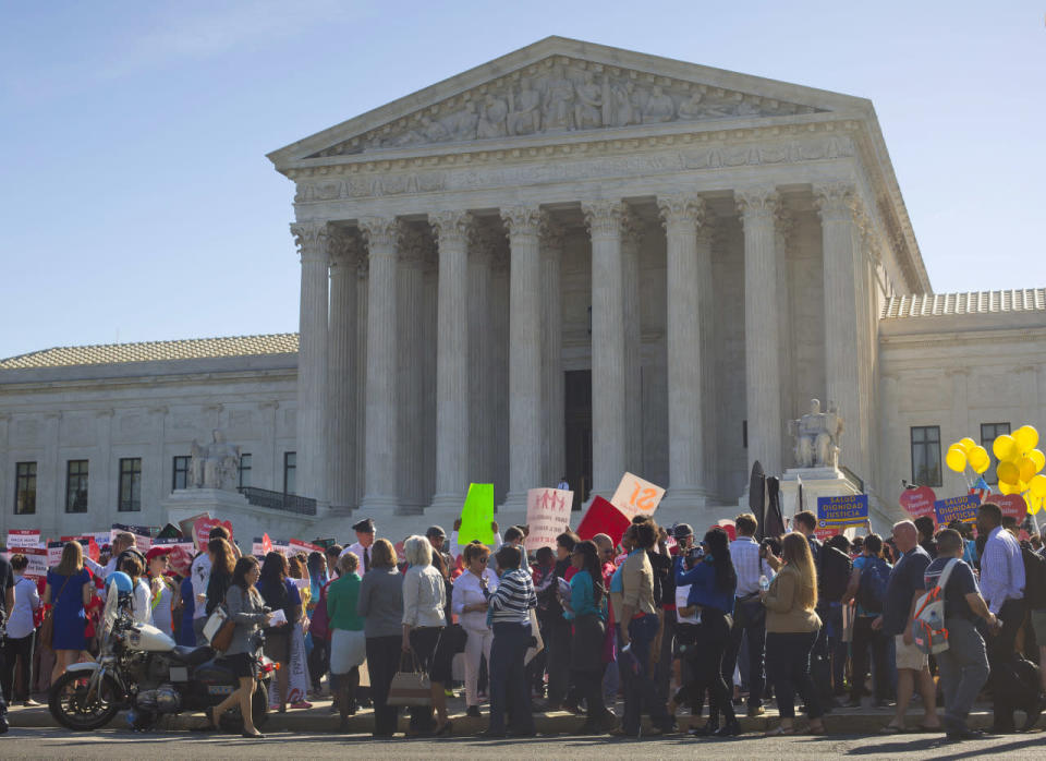 Activists gather in front the Supreme Court 