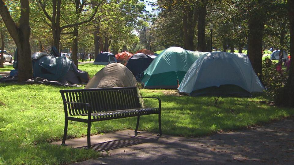 Tents are shown at Victoria Park in Halifax.