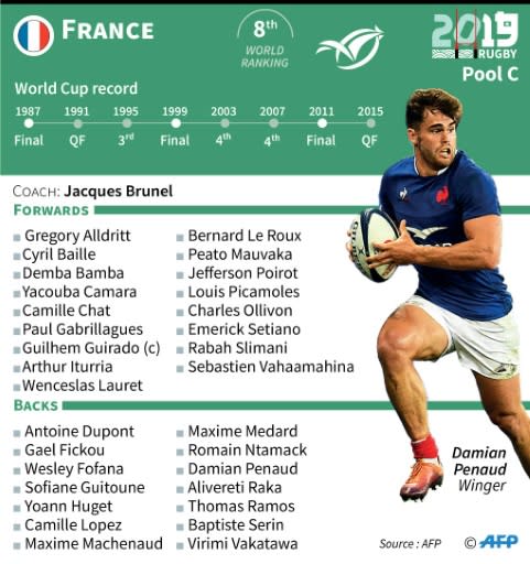 France's squad and previous performances in the Rugby World Cup