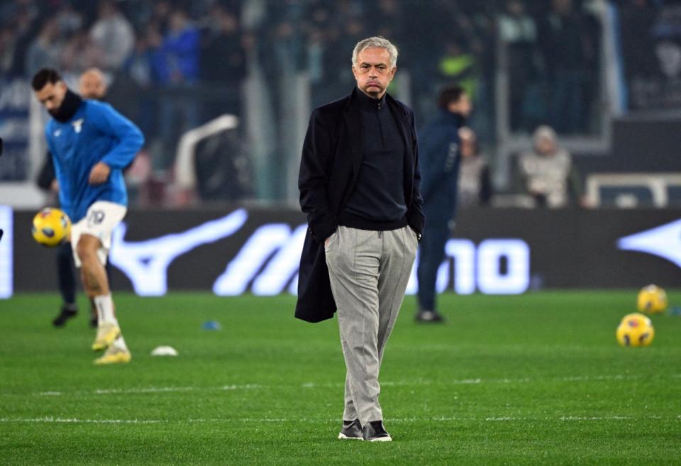 Jose Mourinho at the Stadio Olimpico (REUTERS)