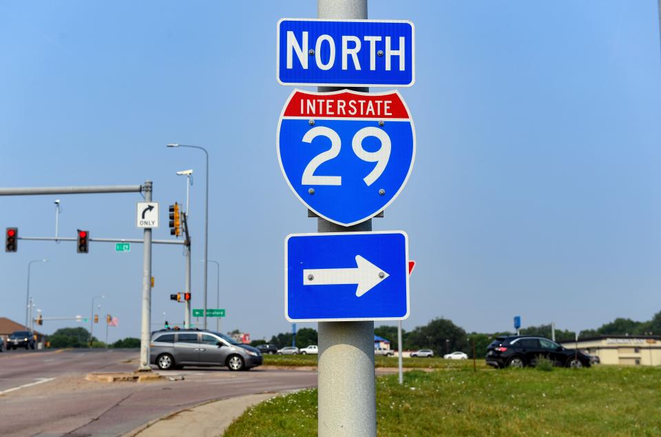 Cars take the on ramp to go north on Interstate 29 at the 41st Street interchange on Tuesday, August 3, 2021 in Sioux Falls.