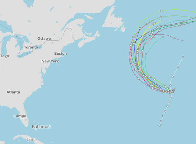 Spaghetti models for Tropical Storm Don 11 a.m. July 19, 2023.