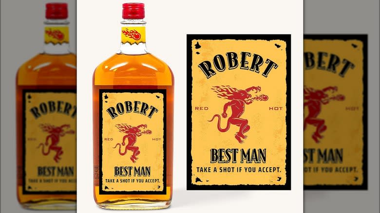 Fireball bottle personalized label