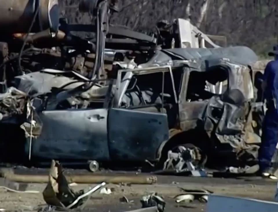 The driver of the tanker  was the only survivor of the crash. Photo: 7 News