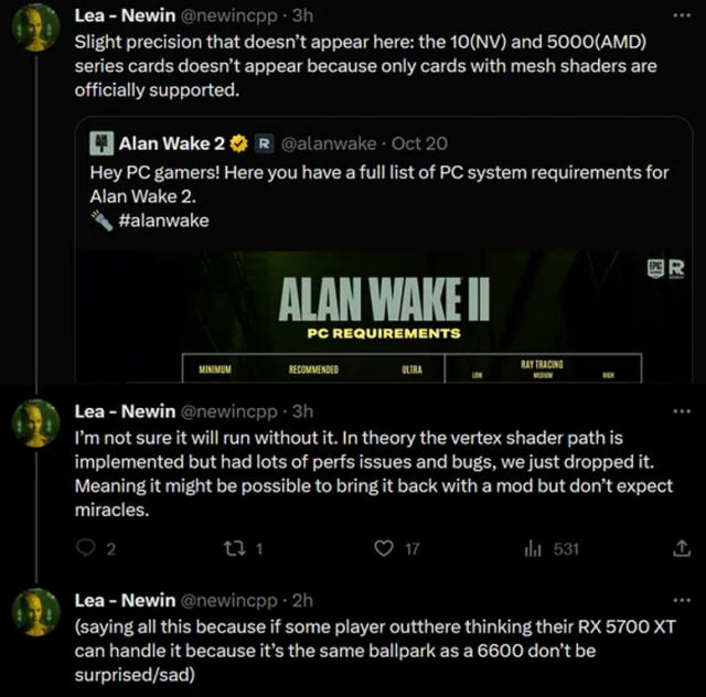 Alan Wake 2 - Official PC Requirements : r/AlanWake