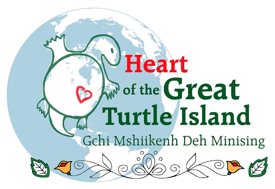 The Sault Ste. Marie Tribe of Chippewa Indians developed the Heart of the Great Turtle Island logo, which depicts North America as the turtle, and the Great Lakes as its heart with the Straits of Mackinac at the heart’s center.