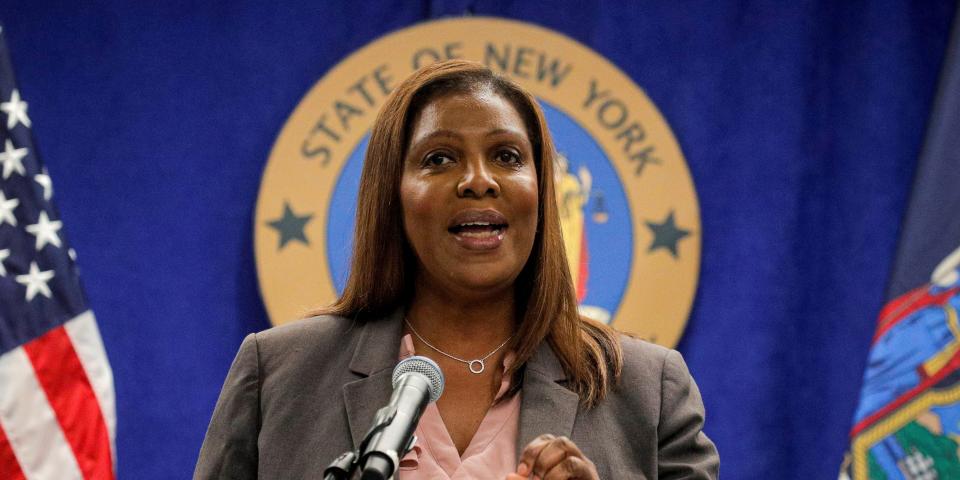 New York State Attorney General, Letitia James, speaks during a news conference, to announce criminal justice reform in New York City, U.S., May 21, 2021.