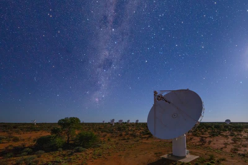 Radio telescopes are seen in Murchison, Western Australia