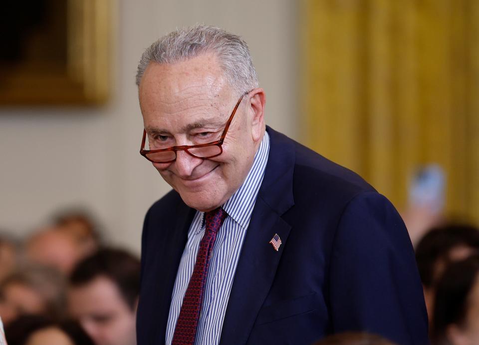 U.S. Senate Majority Leader Charles Schumer, D-N.Y., attends an event where U.S. President Joe Biden delivers remarks at an event marking the 12th anniversary of the Deferred Action for Childhood Arrivals (DACA) program in the East Room at the White House on June 18, 2024 in Washington, DC.