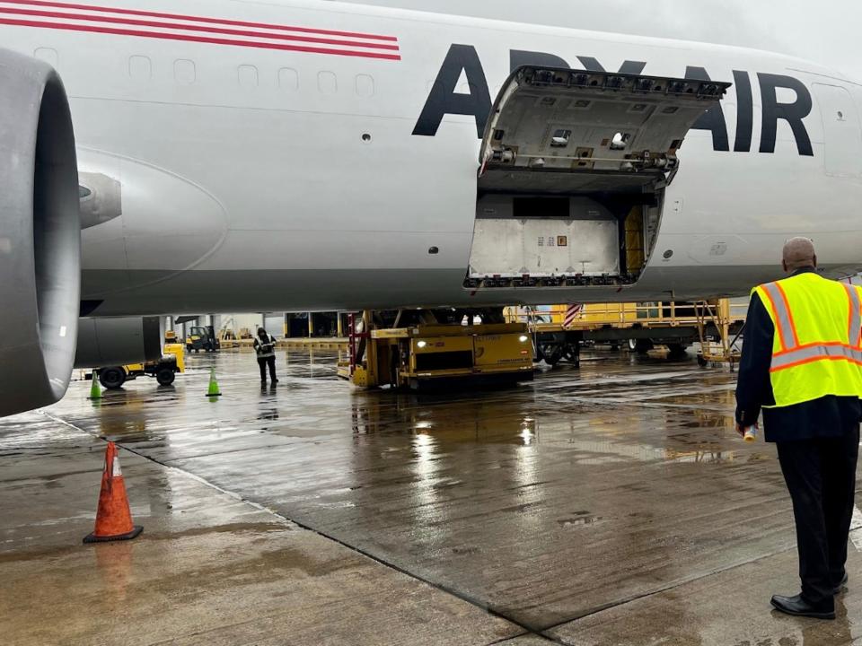 ABX converted Boeing 767-300 freighter tour at New York-JFK airport in January.