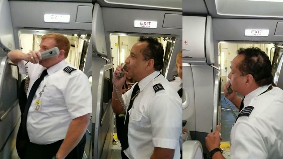 Después de 10 años este piloto volvió a pisar su Puerto Rico natal, y así lo celebró junto a los pasajeros. Foto: YouTube