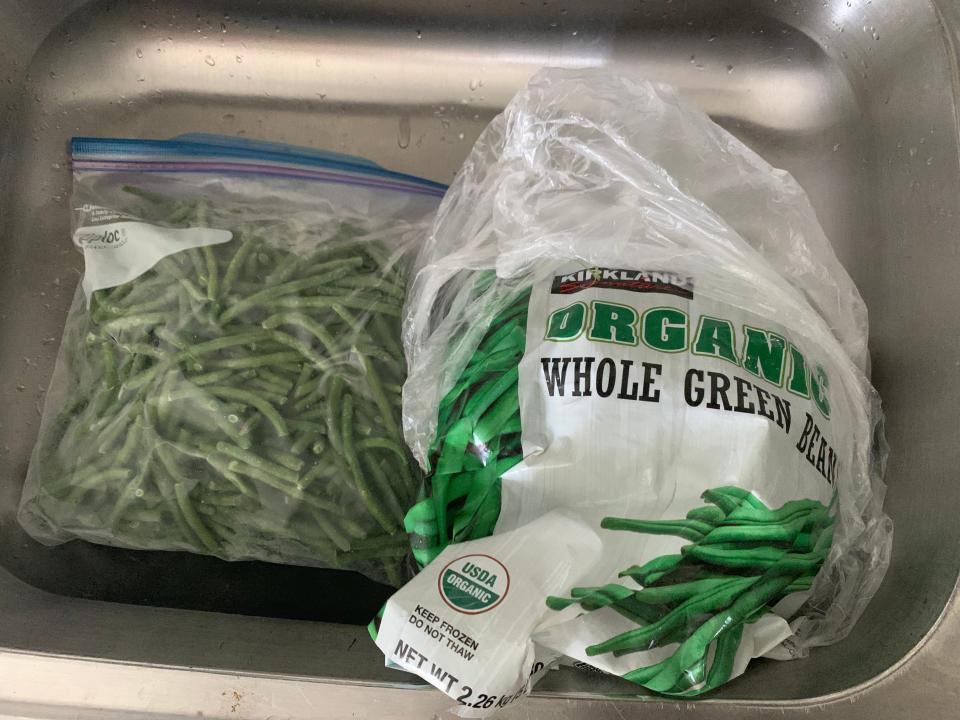 bag of frozen green beans from costco