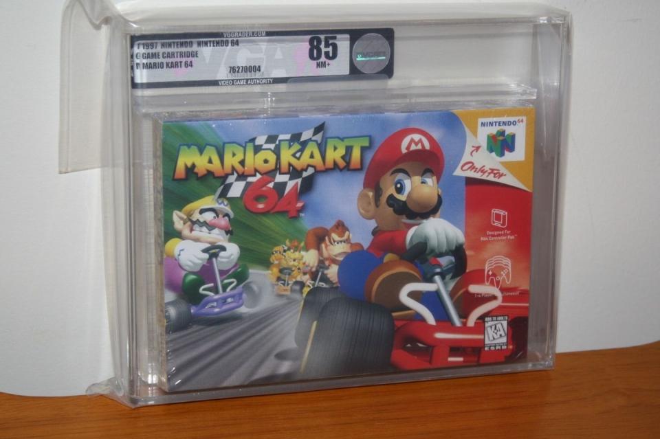 <p>One of Nintendo's most beloved games (we all wanted to be Yoshi), mint condition <a href="https://go.redirectingat.com?id=74968X1596630&url=http%3A%2F%2Fwww.ebay.com%2Fitm%2FMario-Kart-64-Nintendo-64-N64-NEW-SEALED-FIRST-PRINT-MINT-VGA-85-RARE-%2F152018913798%3Fhash%3Ditem2365088a06%253Ag%253Auq8AAOSwUuFWwoaU&sref=https%3A%2F%2Fwww.countryliving.com%2Fshopping%2Fantiques%2Fg3141%2Fmost-valuable-toys-from-childhood%2F" rel="nofollow noopener" target="_blank" data-ylk="slk:vintage cartridges of Mario Kart 64;elm:context_link;itc:0;sec:content-canvas" class="link ">vintage cartridges of Mario Kart 64</a> can now sell for about $750.</p>
