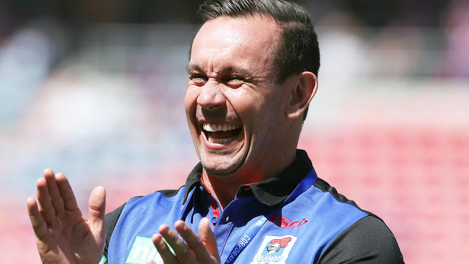 Matthew Johns, pictured here at a Newcastle Knights game in 2017.