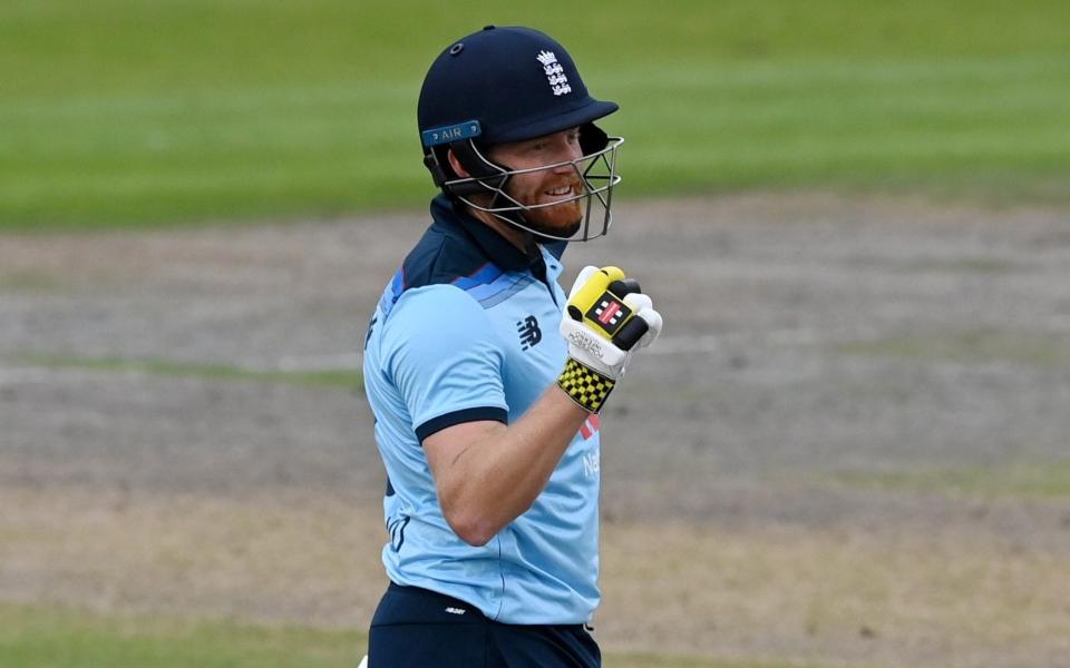 England's Jonny Bairstow celebrates his century. - REUTERS