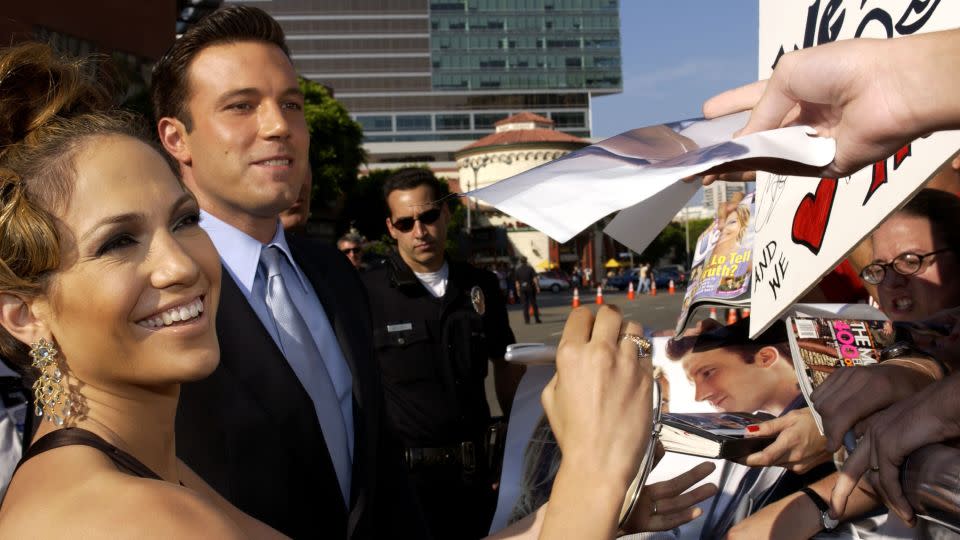 Jennifer Lopez and Ben Affleck during "Gigli" premiere. - L. Cohen/WireImage/Getty Images