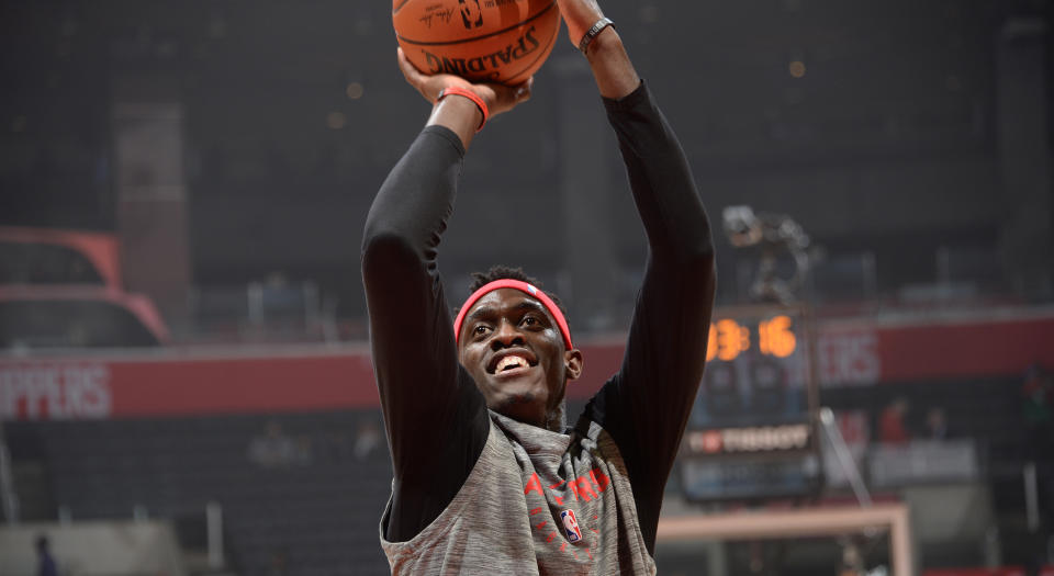 Pascal Siakam of the Toronto Raptors has had plenty of reasons to smile in his advanced role this season. (Photo by Adam Pantozzi/NBAE via Getty Images)
