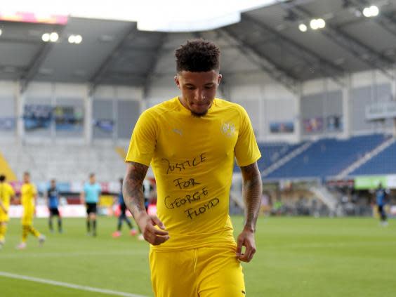 Sancho used his celebration to make a statement (Getty)