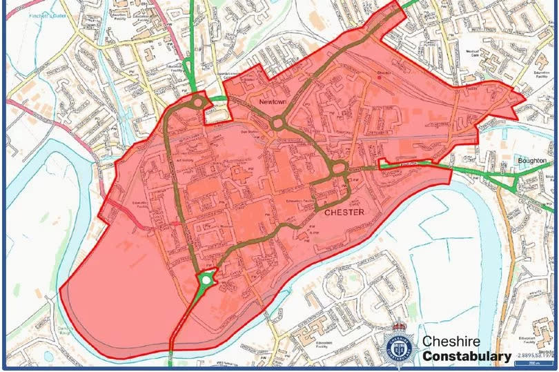 The area covered by the dispersal orders during the May Festival -Credit:Cheshire Constabulary