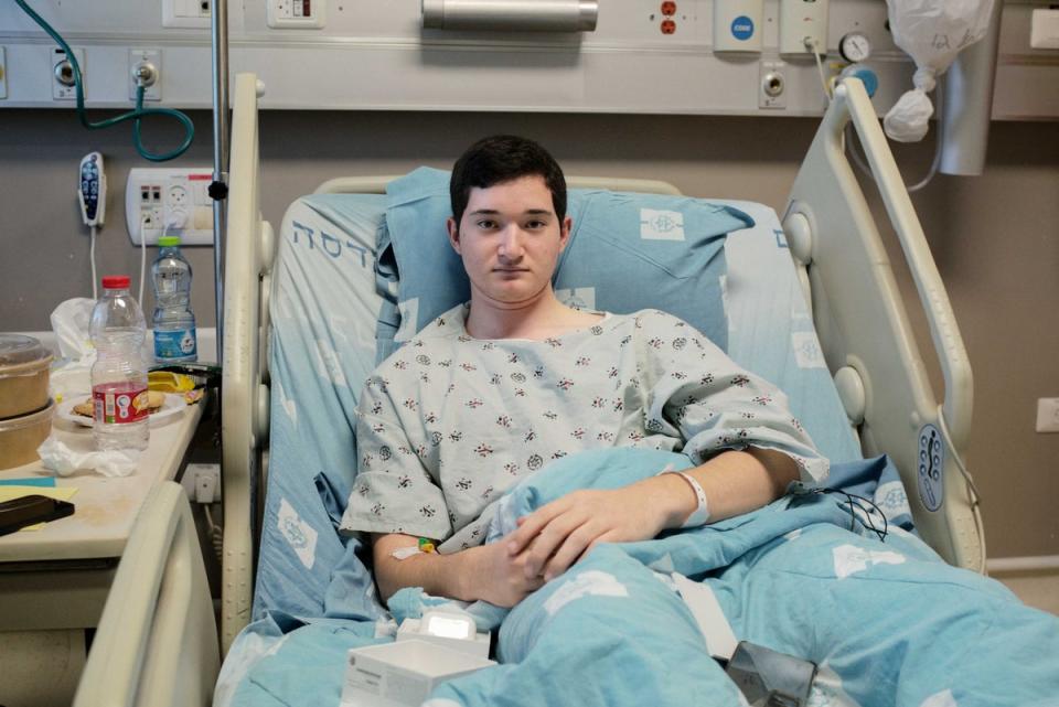 Akiva Schwartz, 17, recovers from treatment at Hadassah Ein Kerem Hospital in Jerusalem (Tom Bennett)