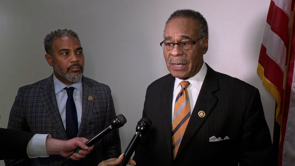 Reps. Steven Horsford and Emanuel Cleaver speak to reporters after meeting with Navy Federal Credit Union CEO Mary McDuffie on Capitol Hill. - CNN