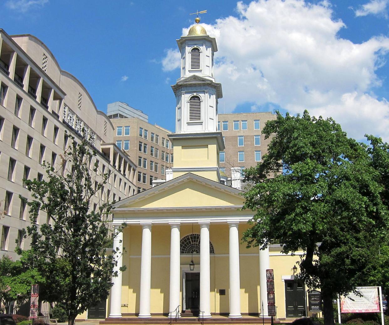 St. John's Episcopal Church (also known as the "Church of the Presidents") located at 1525 H Street, N.W., in downtown Washington, D.C. Built in 1816 to the designs of noted architect Benjamin Henry Latrobe, the federal-style church is designated as a Nat