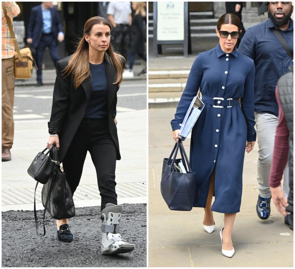 Coleen Rooney (L) and Rebekah Vardy arrive at court (Getty/PA)