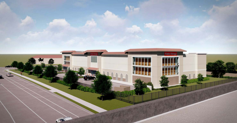 Rendering of large self-storage facility at the intersection of Atlantic Avenue and the Turnpike west of Delray Beach