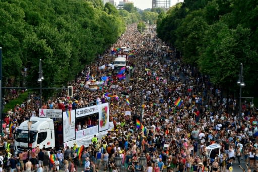 Thousands attended the Christopher Street Day gay pride parade walk through the streets of Berlin on Saturday