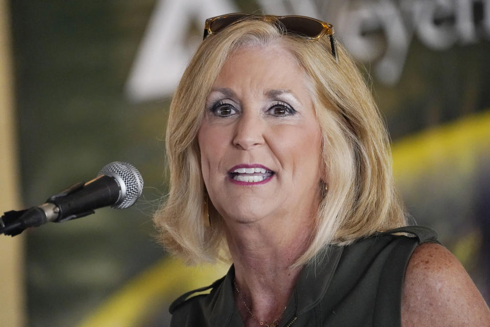 FILE - Mississippi Republican Attorney General Lynn Fitch speaks to an audience in Philadelphia, Miss., on July 29, 2021. Fitch supports abortion restrictions, including the state law that would ban most abortions after 15 weeks — the one the state used before the United States Supreme Court, to challenge Roe v. Wade. If you are Black or Hispanic in a state that already limits access to abortions, you are far more likely than a white woman to have one. And according to statistics analyzed by The Associated Press, if the U.S. Supreme Court allows states to further restrict or even ban abortions, minority women will bear the brunt of it. (AP Photo/Rogelio V. Solis, File)