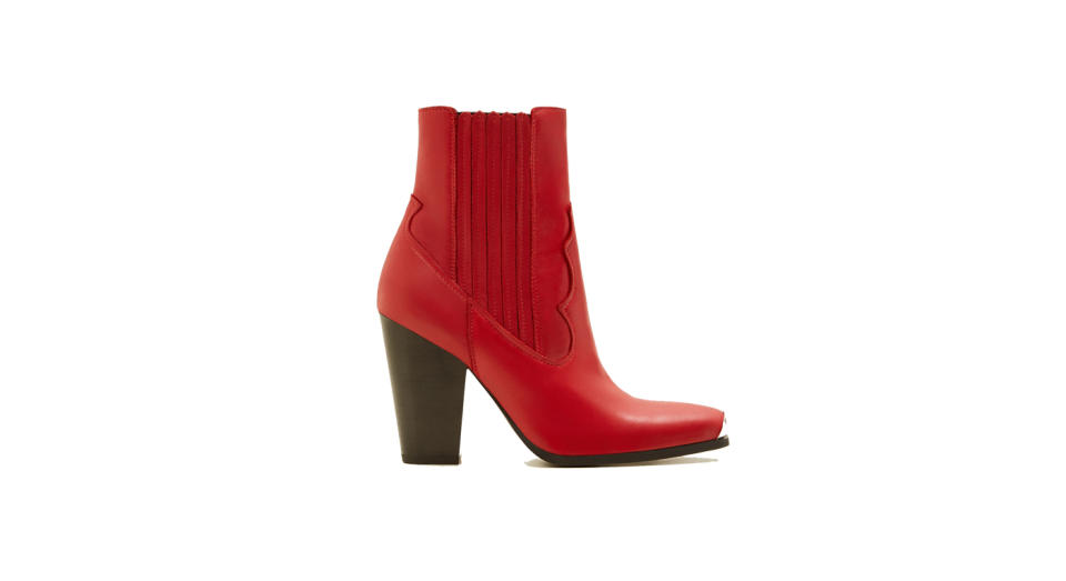 <p>The western-inspired trend is still dominating the magazine pages this season and these cowboy boots will ensure you nail the trend in one sartorial swoop. <em>£99.99, <a rel="nofollow noopener" href="https://shop.mango.com/gb/women/shoes-boots-and-ankle-boots/leather-cowboy-ankle-boots_33043832.html?c=70&n=1&s=accesorios.accesorio;42,342,442" target="_blank" data-ylk="slk:Mango;elm:context_link;itc:0;sec:content-canvas" class="link ">Mango</a></em> </p>