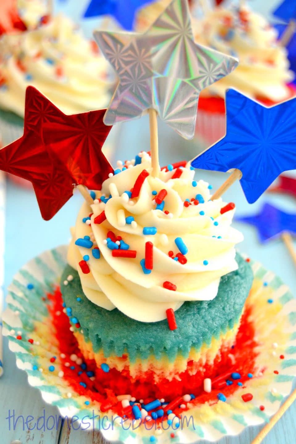 Patriotic Tie-Dye Cupcakes