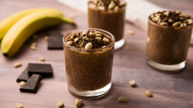 chocolate chia pudding on table