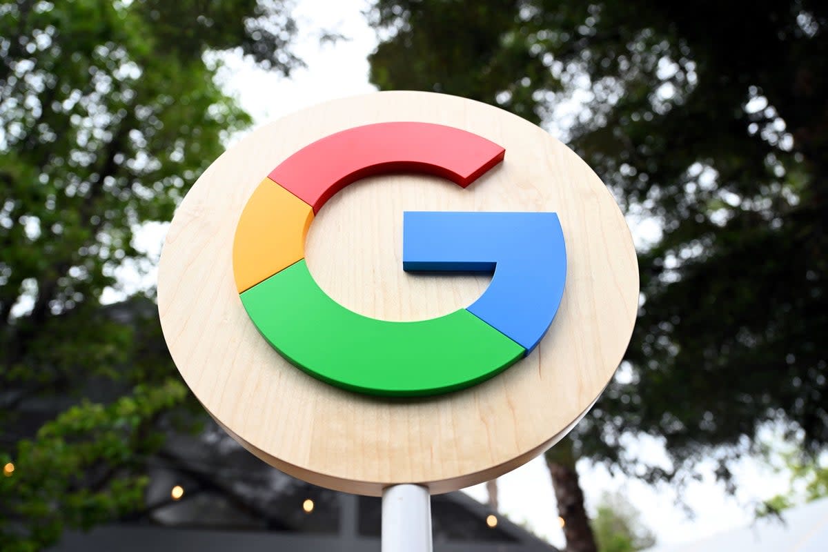The Google logo is seen during the Google I/O annual developers conference in Mountain View, California on 10 May, 2023 (Getty Images)