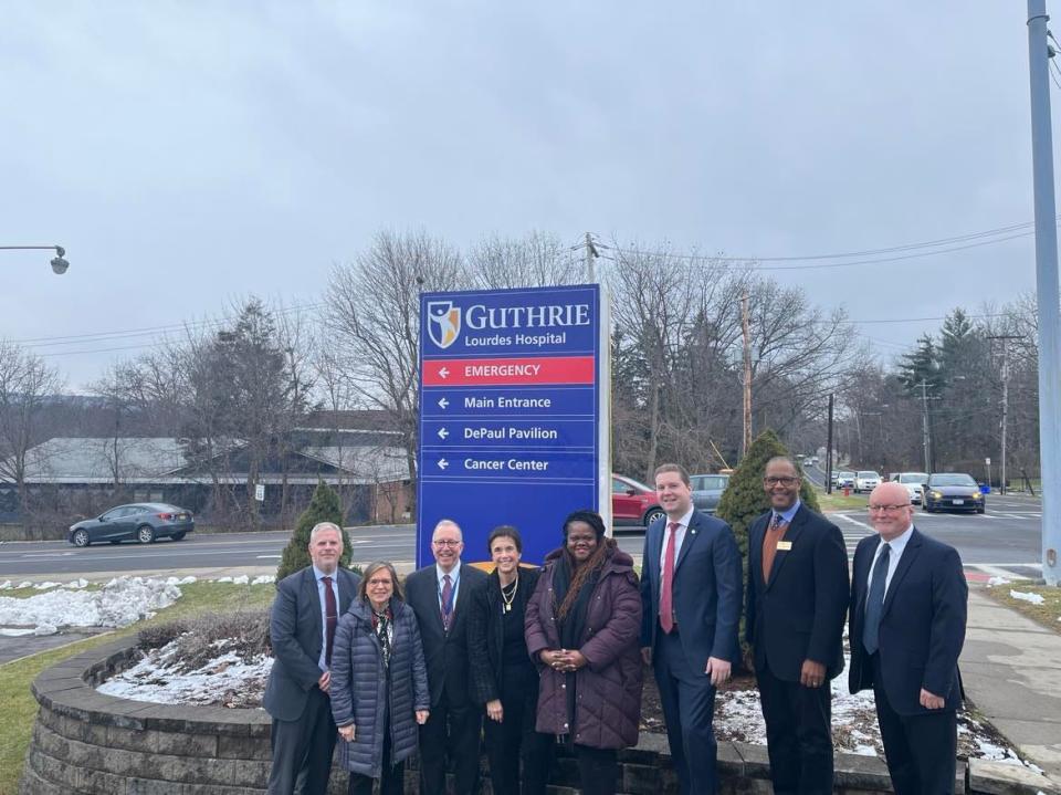 Guthrie Lourdes Hospital was unveiled Thursday, as Guthrie's acquisition of the Binghamton hospital moves forward.