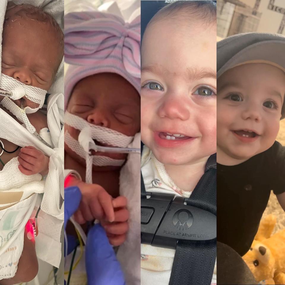 The Cosgrove Four: Ezra (from left) Melody, Celeste and Mateo, two sets of twins born prematurely to Megan and Nicolas del Rosal of Jacksonville in 2021 and 2022, respectively.