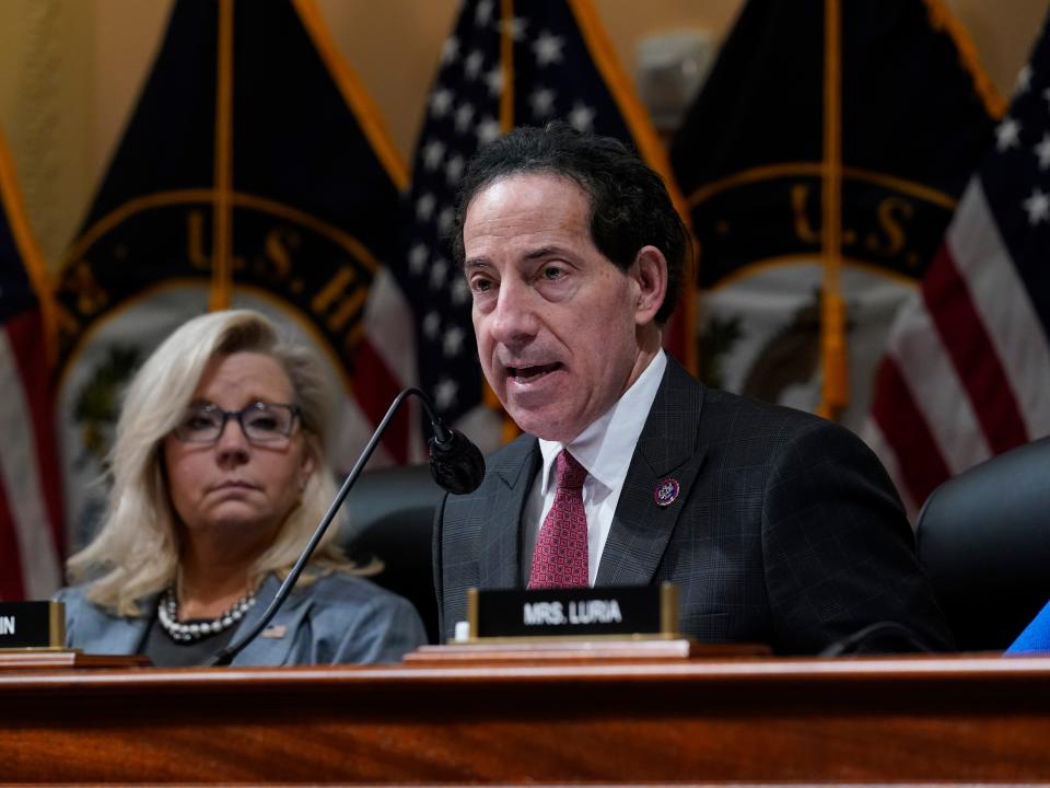 Rep. Jamie Raskin, D-Md., speaks as the House committee investigating the Jan. 6 attack on the U.S. Capitol at the Capitol in Washington, Monday, March 28, 2022.