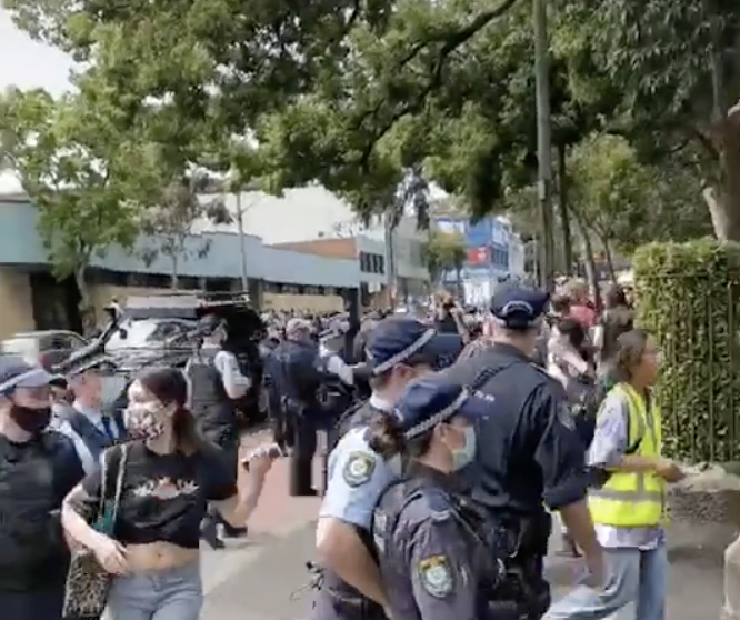 Chaotic scenes were captured in the Sydney Uni protest footage shared to TikTok. Source: TikTok/ftpi3i2