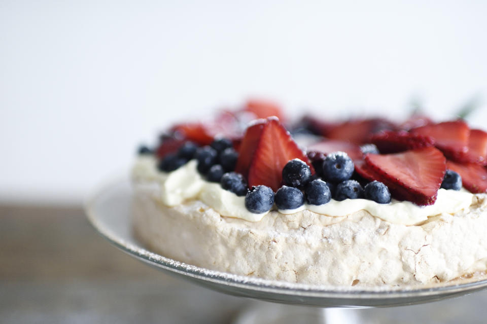 A Christmas pavlova is pictured.