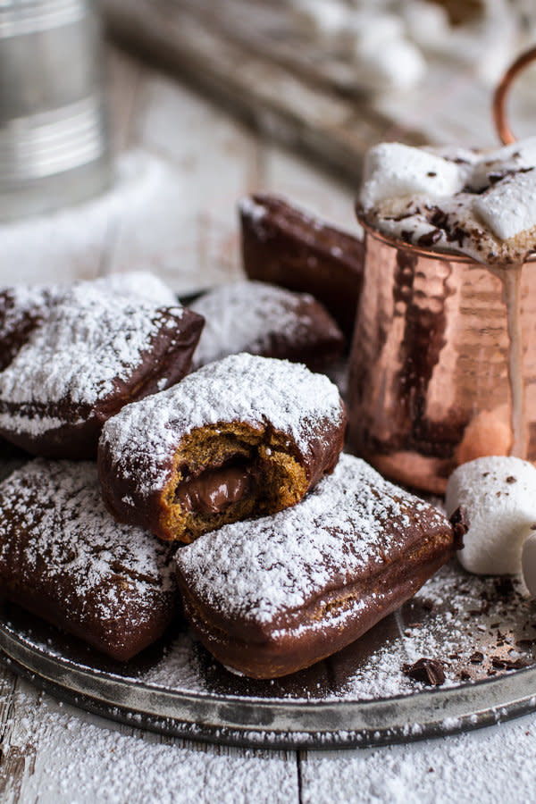 <strong>Get the <a href="http://www.halfbakedharvest.com/gingerbread-surprise-beignets-spiced-mocha-hot-chocolate/" target="_blank">Gingerbread Surprise Beignets recipe</a> from Half Baked Harvest</strong>