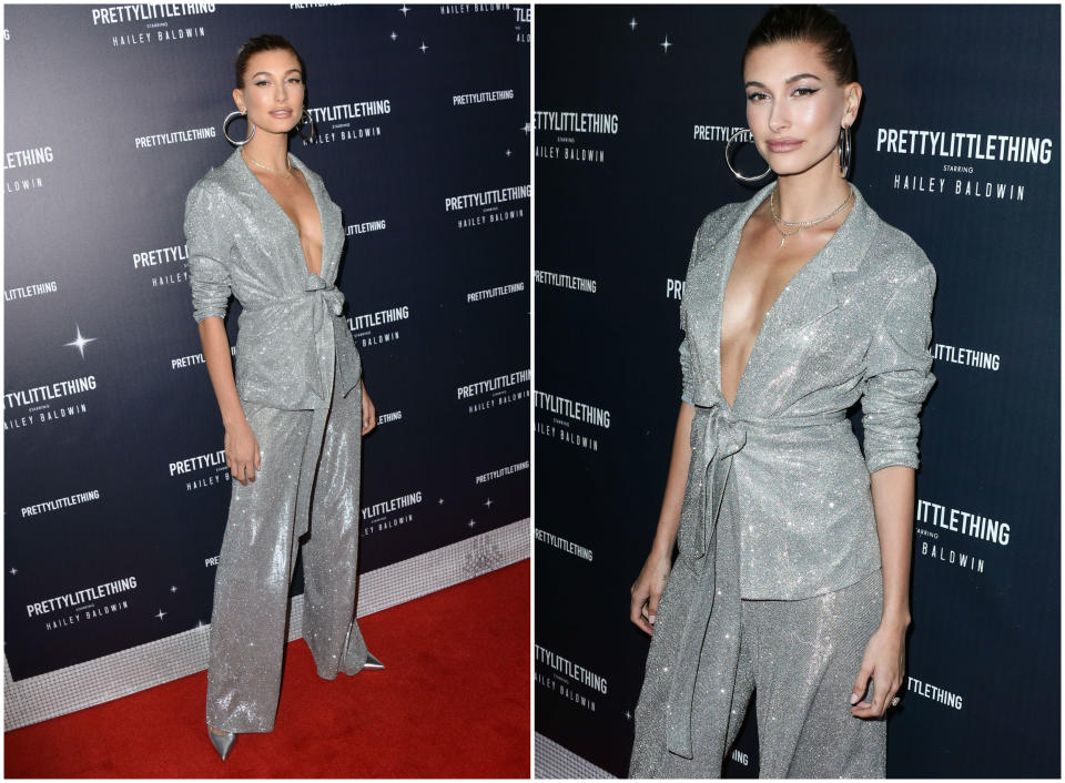 <p>Con un conjunto pijamero de PrettyLittleThing, así se vistió Hailey Baldwin para acudir a un evento promocional de la mencionada marca. (Foto: Gtres). </p>