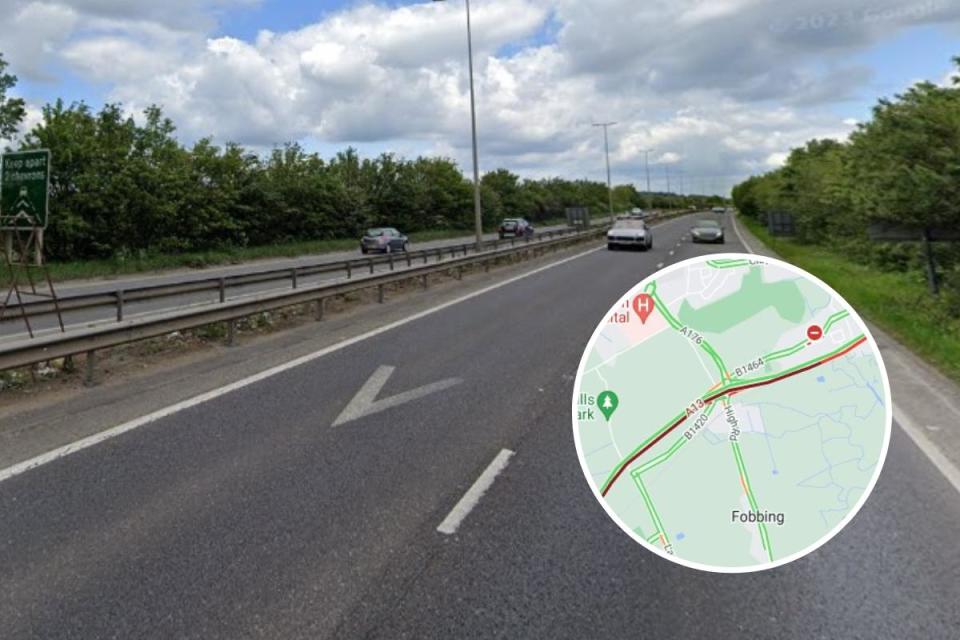 Crash - Queues on the A13 i(Image: AA Traffic News / Google Maps)/i